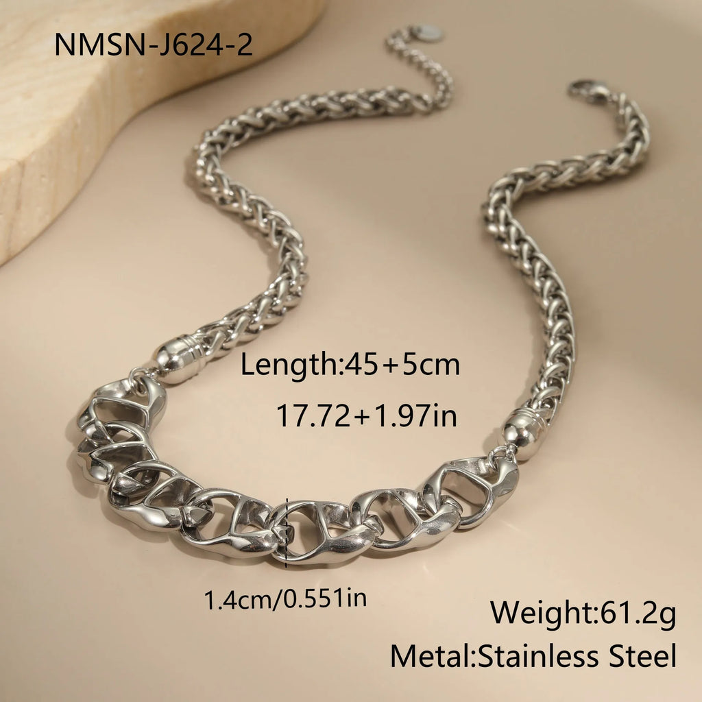 Gold plated stainless steel necklace with geometric pendant on regular chain