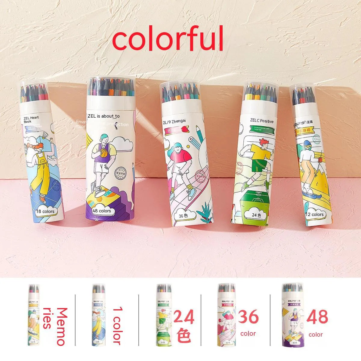 Zhenglin Sports triangular colour pencils in a set of 24 or 36 colours for children's art.