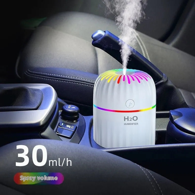 Mini USB aromatherapy humidifier in animal design with green, pink, and white colour options on a white background.