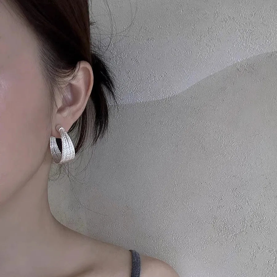 Geometric multi-layer copper earrings with electroplated silver or gold finish options