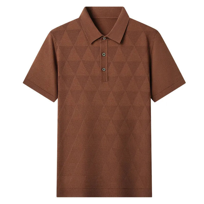 Men's short sleeve ice silk lyocell T-shirt in regular fit showing quick-dry fabric construction