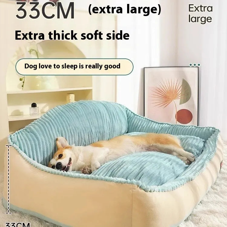 Morandi colour kennel-style dog bed with removable washable cover in medium and large sizes