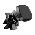 Black magnetic car phone holder attached to vehicle air vent with round head design
