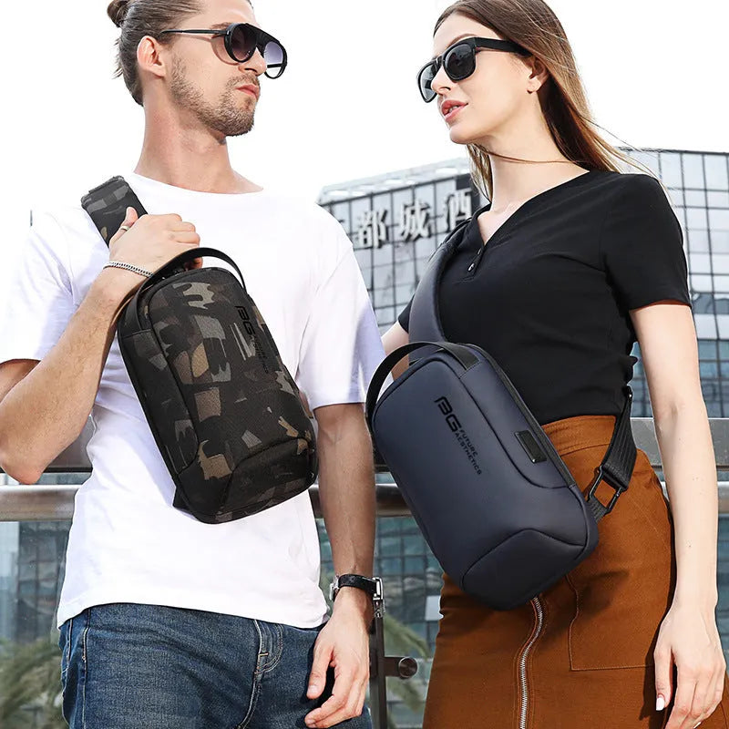 Men's shoulder business bag with USB charging port in Oxford cloth