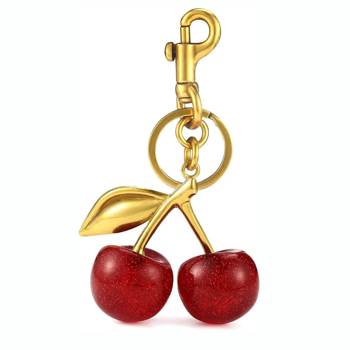 Zinc alloy three-dimensional cherry design key ring pendant for bags and keychains
