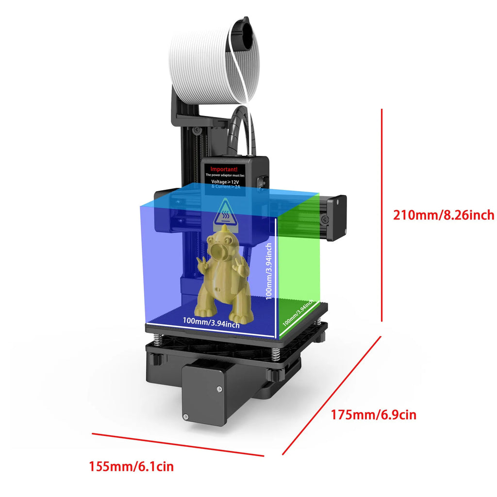 White EasyThreed K10 entry-level 3D printer on a desk, showing its compact size and build plate.