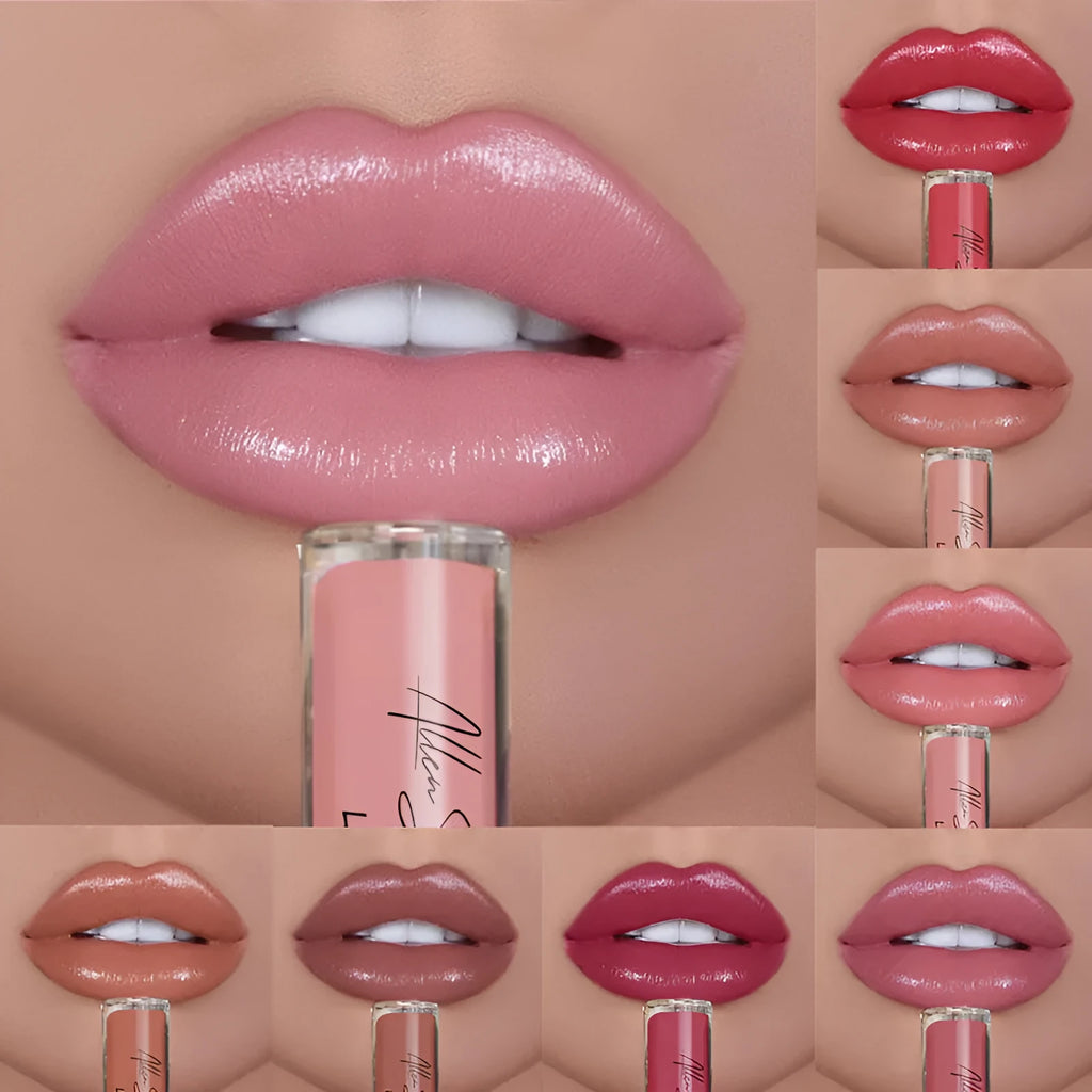 Silky cream texture lip gloss tube available in multiple colour options.
