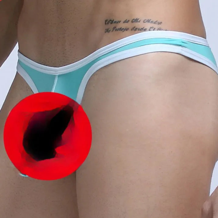 Men's Ice Silk small briefs underwear shown in multiple colours including Army Green, black, and sky blue