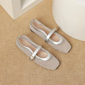 Women's beige mesh flat-heel sandals with a buckle fastening and square toe for hiking.