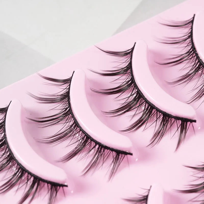 A set of three styles of black wispy false eyelashes for manga anime cosplay and Korean makeup.