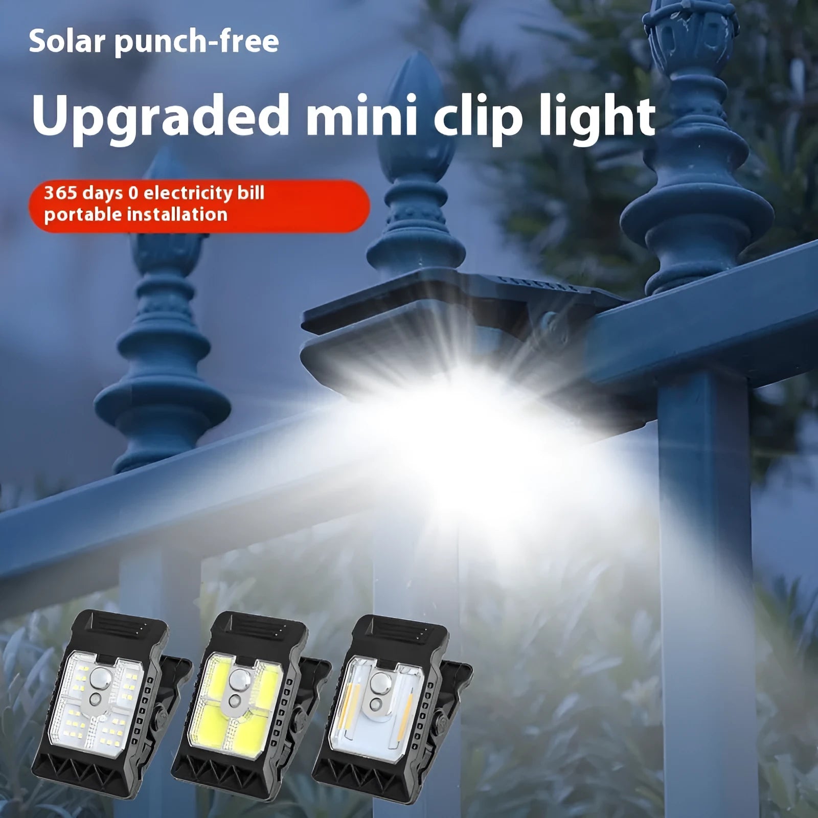 White clip lamp with intelligent human body induction and waterproof IP65 rating