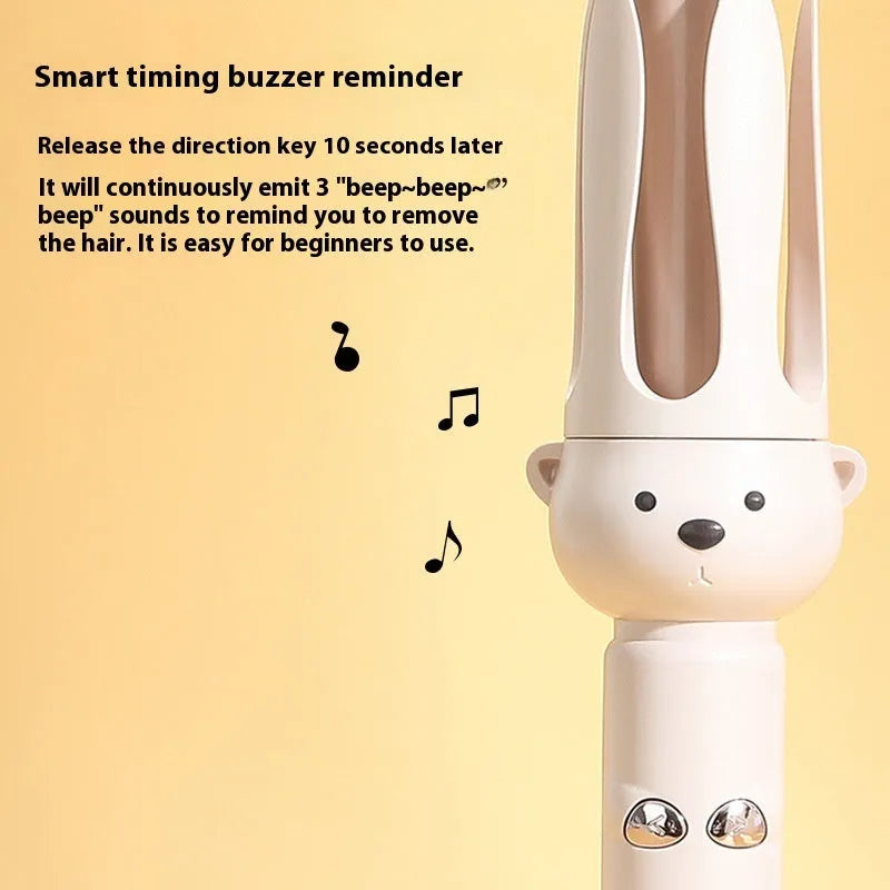 Beige anion automatic hair curler with 25mm ceramic barrel and adjustable temperature display
