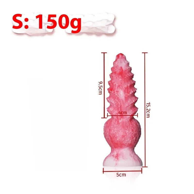 Pink platinum silicone shaped penis masturbation device for women, showing Berserker S and M size options.