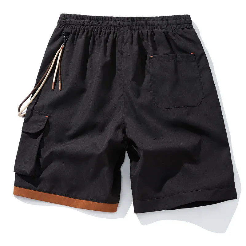 Men's plus size bamboo fibre sports shorts in loose straight-leg fit, shown in coffee colour.