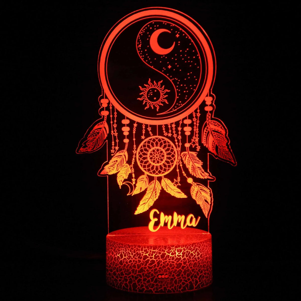 3D small night lamp with USB cable, touch control base, and remote for bedside table