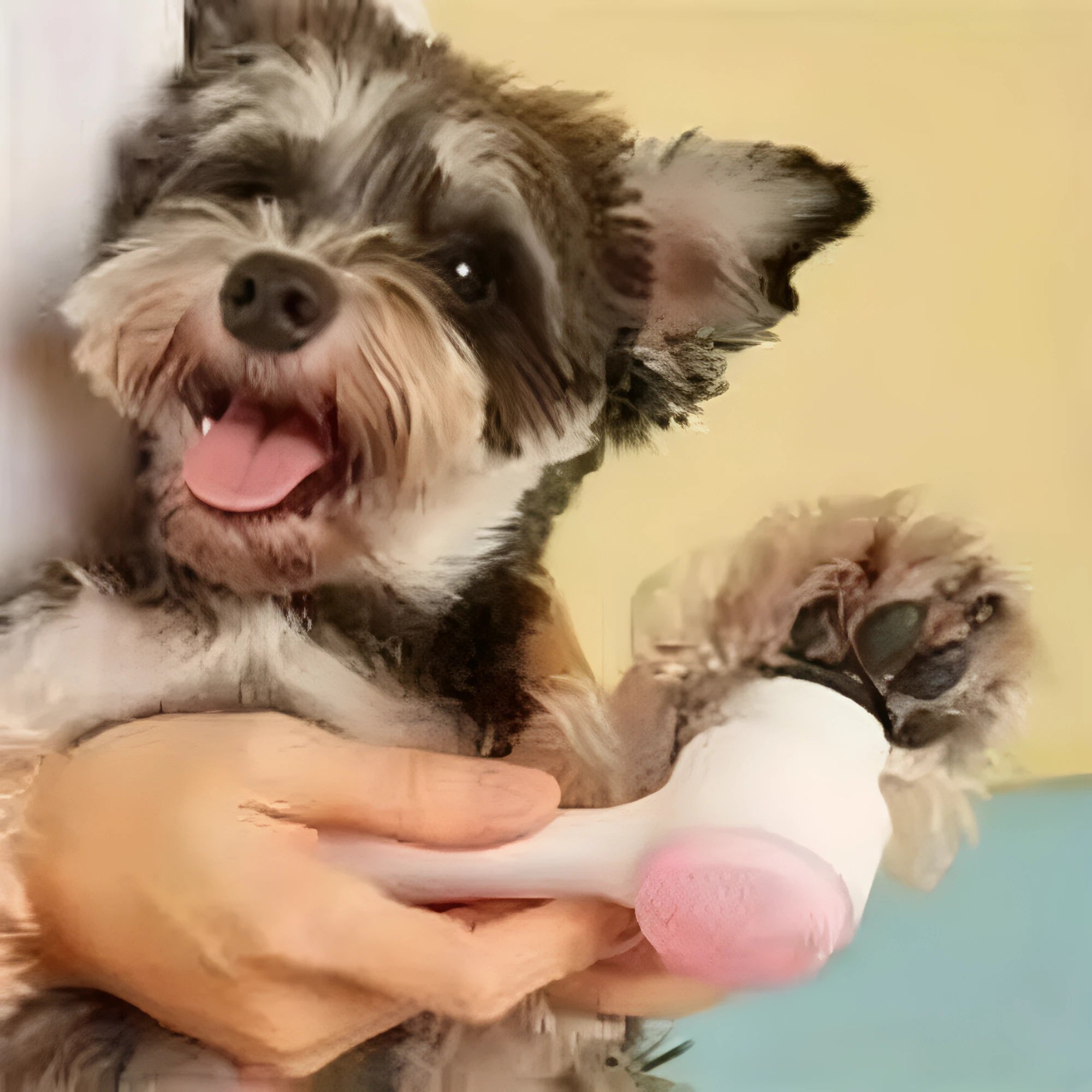 Blue nylon pet paw brush for dogs and cats measuring 13.5cm length