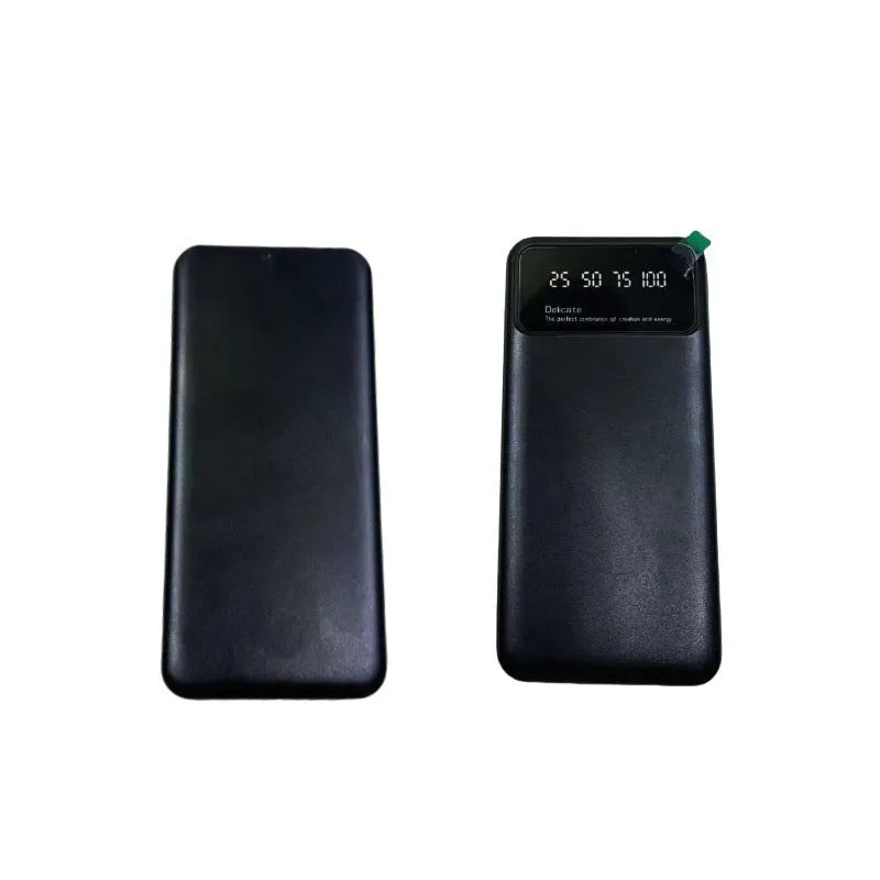 Black ultra-thin 10000 mAh power bank showing compact 67x14x140mm dimensions