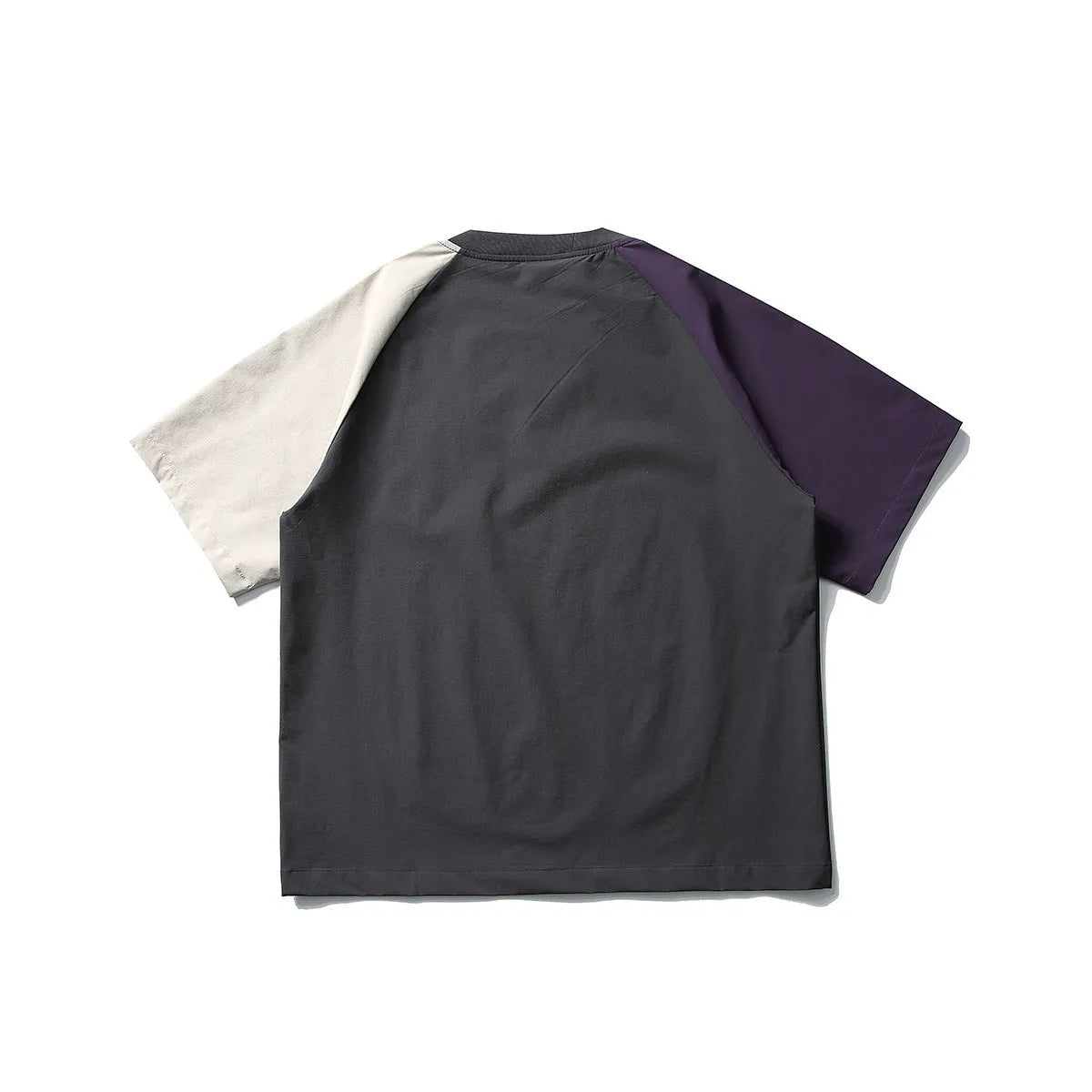 Dark grey men's loose fit t-shirt with contrast colour raglan sleeves