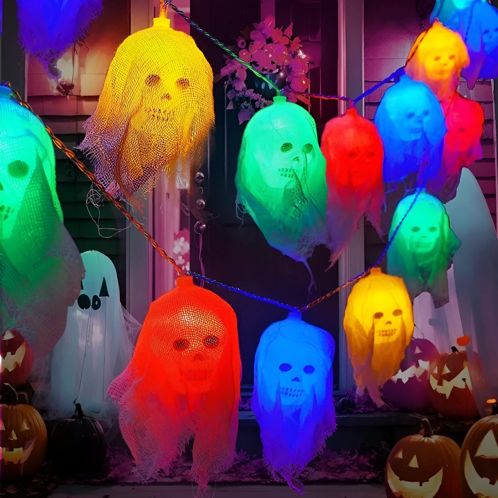 Halloween coloured LED light string with battery box for indoor wall decoration