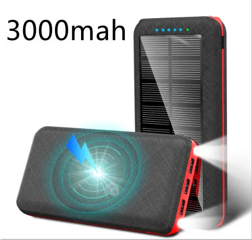 Portable power bank with wireless charging surface and USB ports in black colour