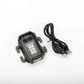 Portable tactical mini warning flashlight with USB charging cable attached for backpack mounting
