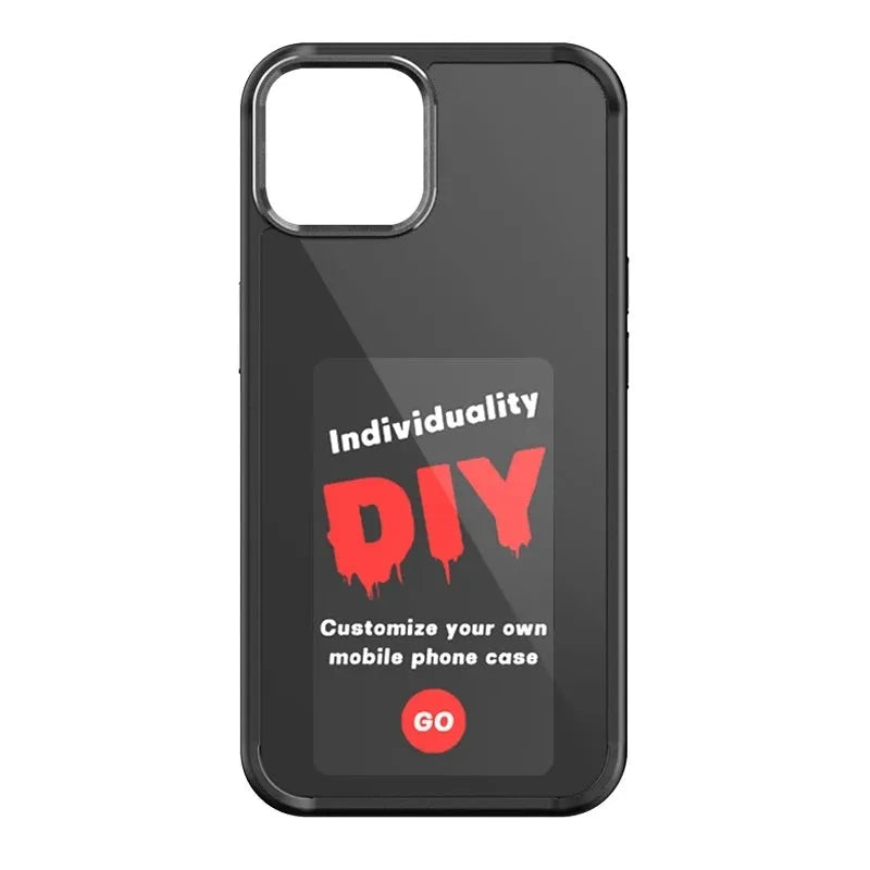 E-ink screen phone case for iPhone with TPU body, mirror element and NFC projection, shown in black with INKZONE app image display.