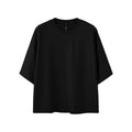 Men's sand grey loose fit quick-drying short sleeve casual t-shirt on a hanger.