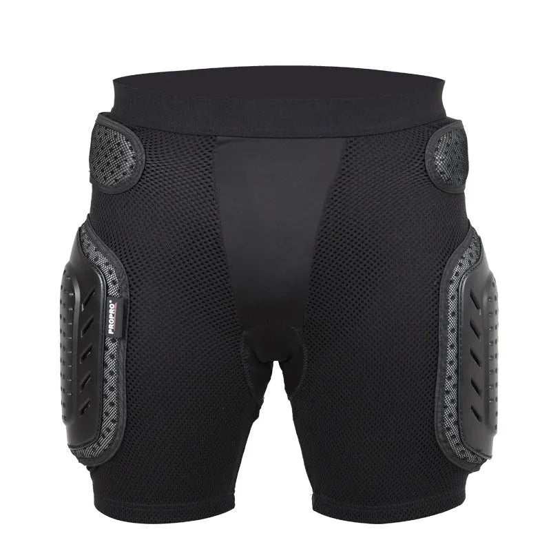 Black cycling hip protection pants with multifunctional hip pad for bicycle riding safety