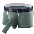 Men's solid colour ice silk boxer shorts showing mid-waist design in available colour options