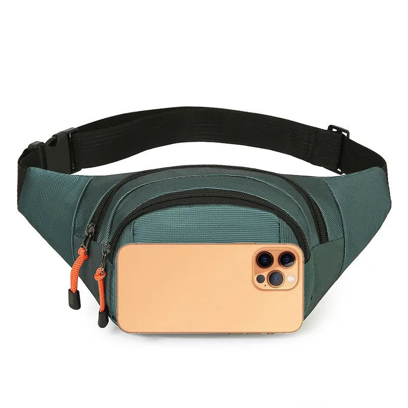 Waterproof slanted chest bag in nylon material with polyester lining, shown in available colour options