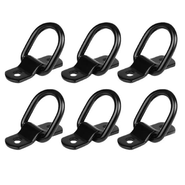 Galvanised carbon steel floor hook with black finish and pull ring for vehicle cargo securing