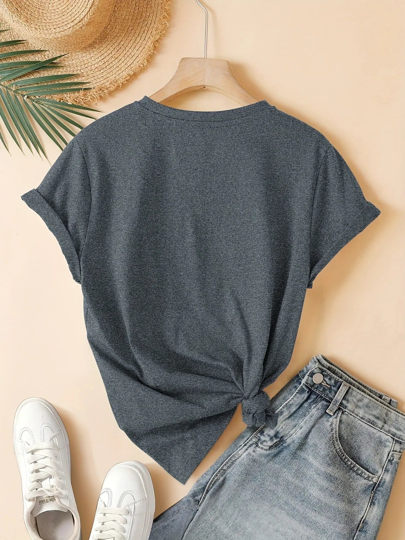 Women's pure cotton short sleeve t-shirt with Chinese art retro print design in blue colour