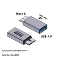 USB Type-A Male to Micro-B Female adapter connector for hard drives and mobile devices.