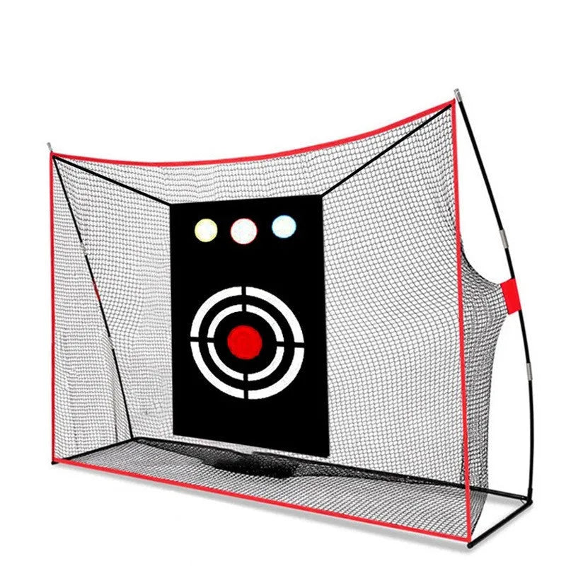 Golf wedge training set with 3-hole target net, straw practice mat and practice balls