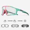 TR90 semi-rimless cycling goggles with a light-adaptive photochromic lens for outdoor sports.