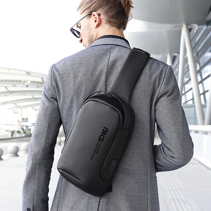 Men's shoulder business bag with USB charging port in Oxford cloth