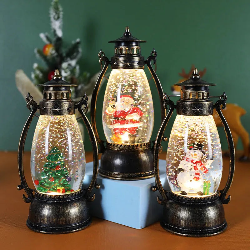 Crystal ball portable oil lamp Christmas decoration with light-emitting snowman or elderly figure