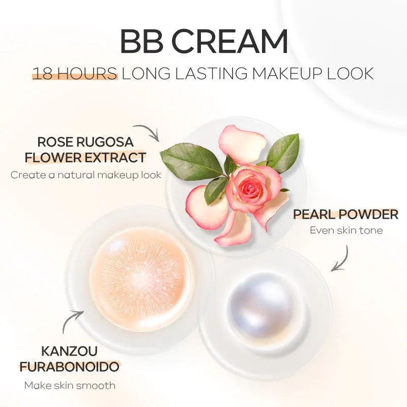 30ml tube of BB cream showing nine shade options from ivory to brown.