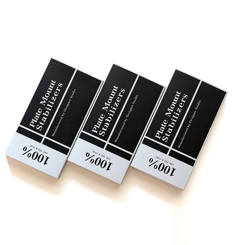 Keyboard stabiliser accessories set showing black and milky white options for 6.25U and 7U spacebars