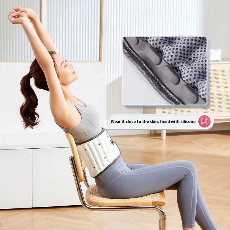 Automatic inflation lumbar support belt for disc correction in grey PU material