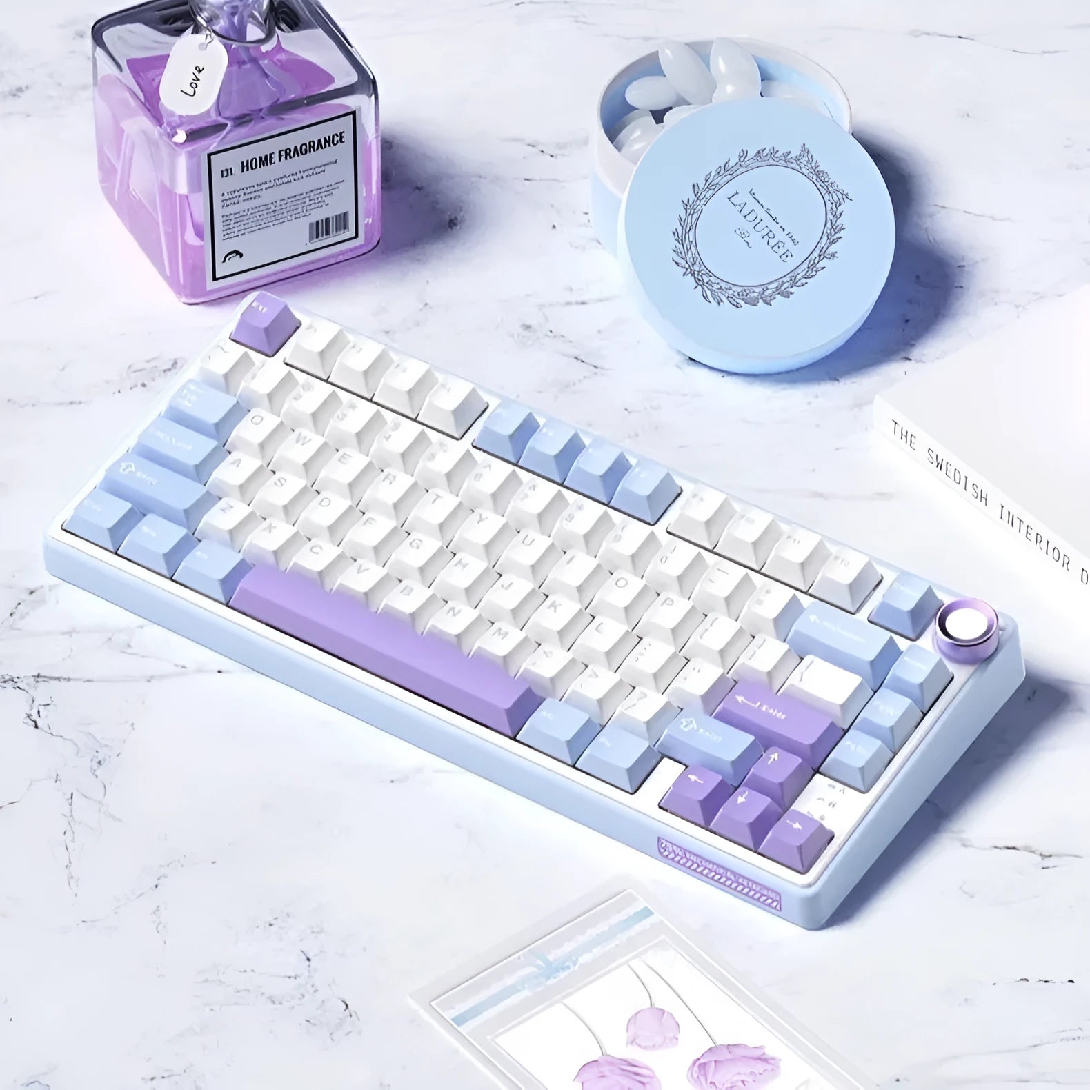 Wireless mechanical keyboard with RGB lighting and hot-swappable key switches