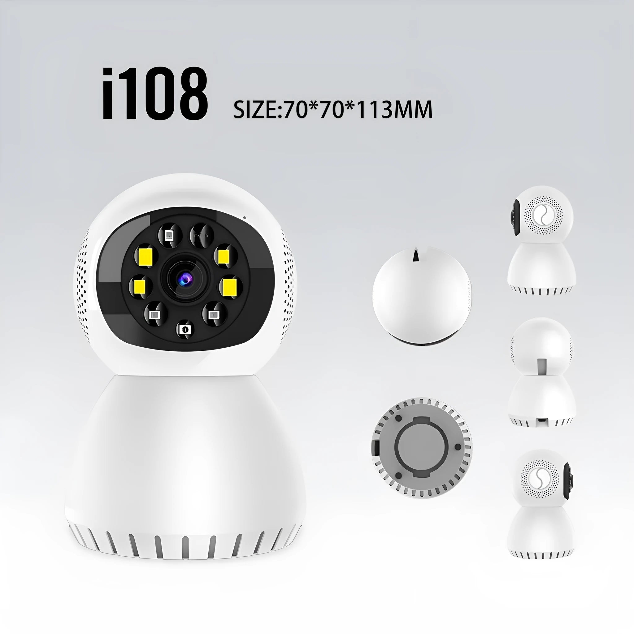 White dual-frequency wireless monitor camera with 1080p HD recording for indoor and outdoor surveillance