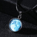 Luminous alloy necklace with a glass Christmas night sky constellation pendant and an extension chain.