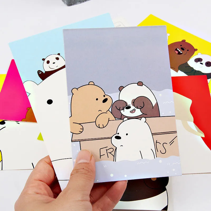 Set of nine minimalist cartoon postcards with Japanese-style retro Paris tower and historic site illustrations.