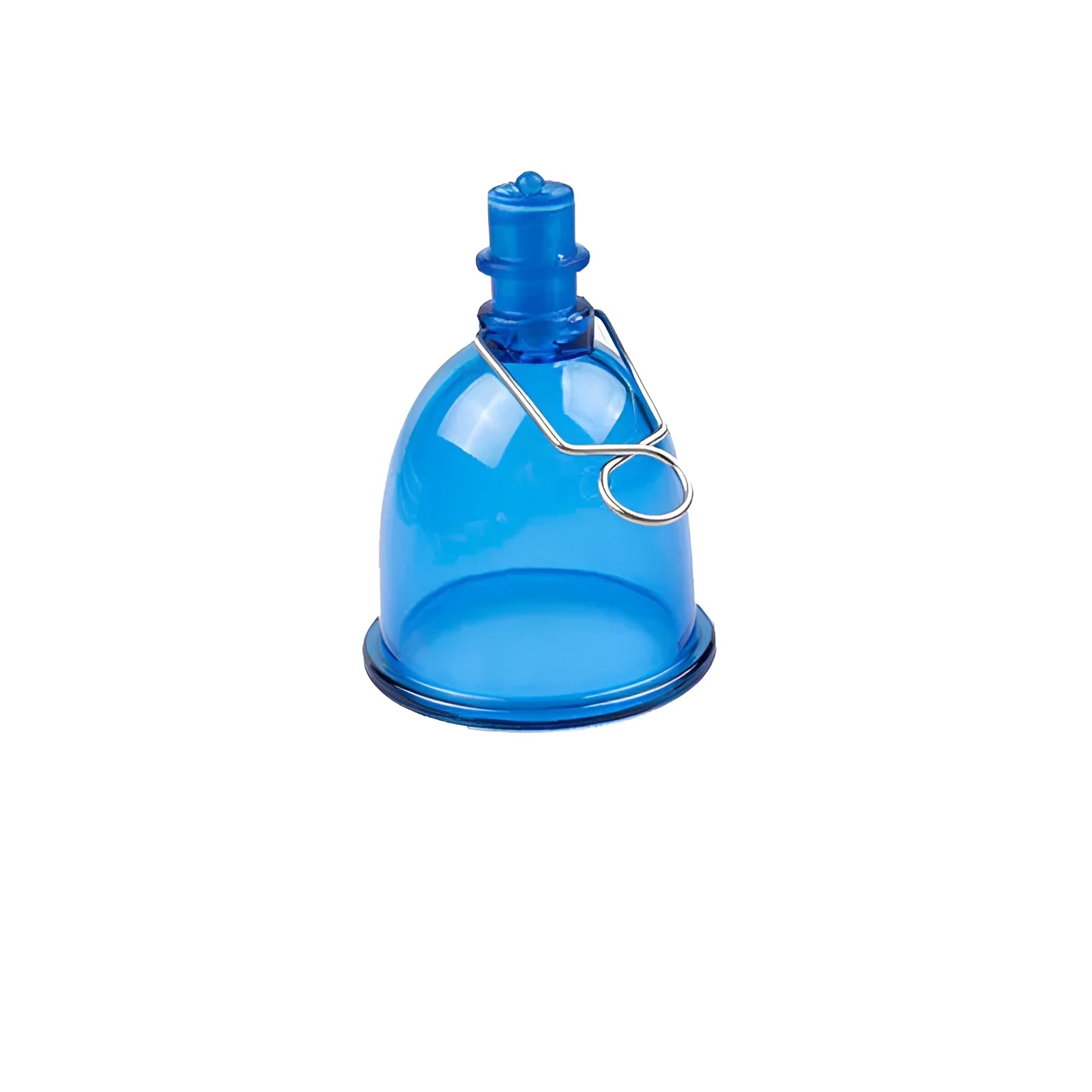 Blue medical-grade silicone men's physical stretch exerciser showing S, M, and L size options