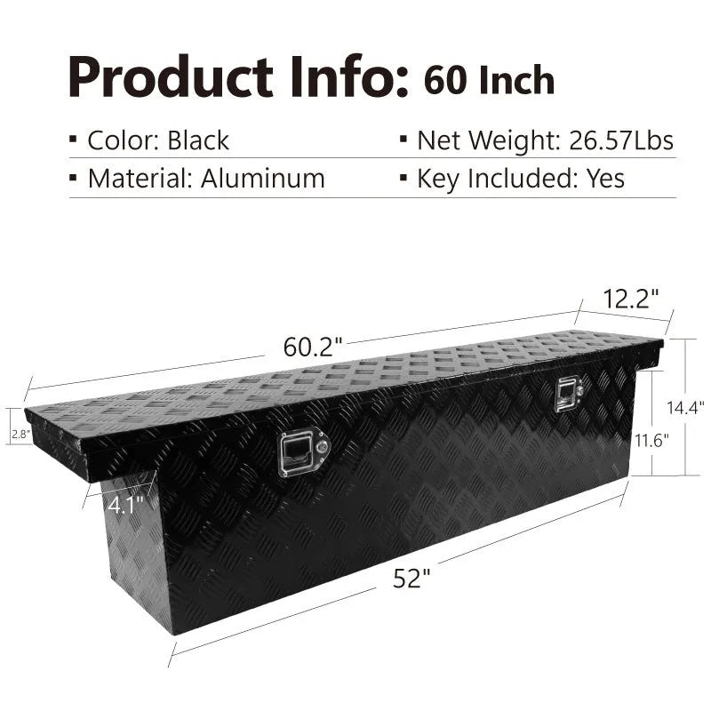 Black aluminium alloy 26-inch toolbox for industrial tool storage
