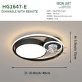 Nordic style 48cm ceiling fan light with metal blades and acrylic lampshade