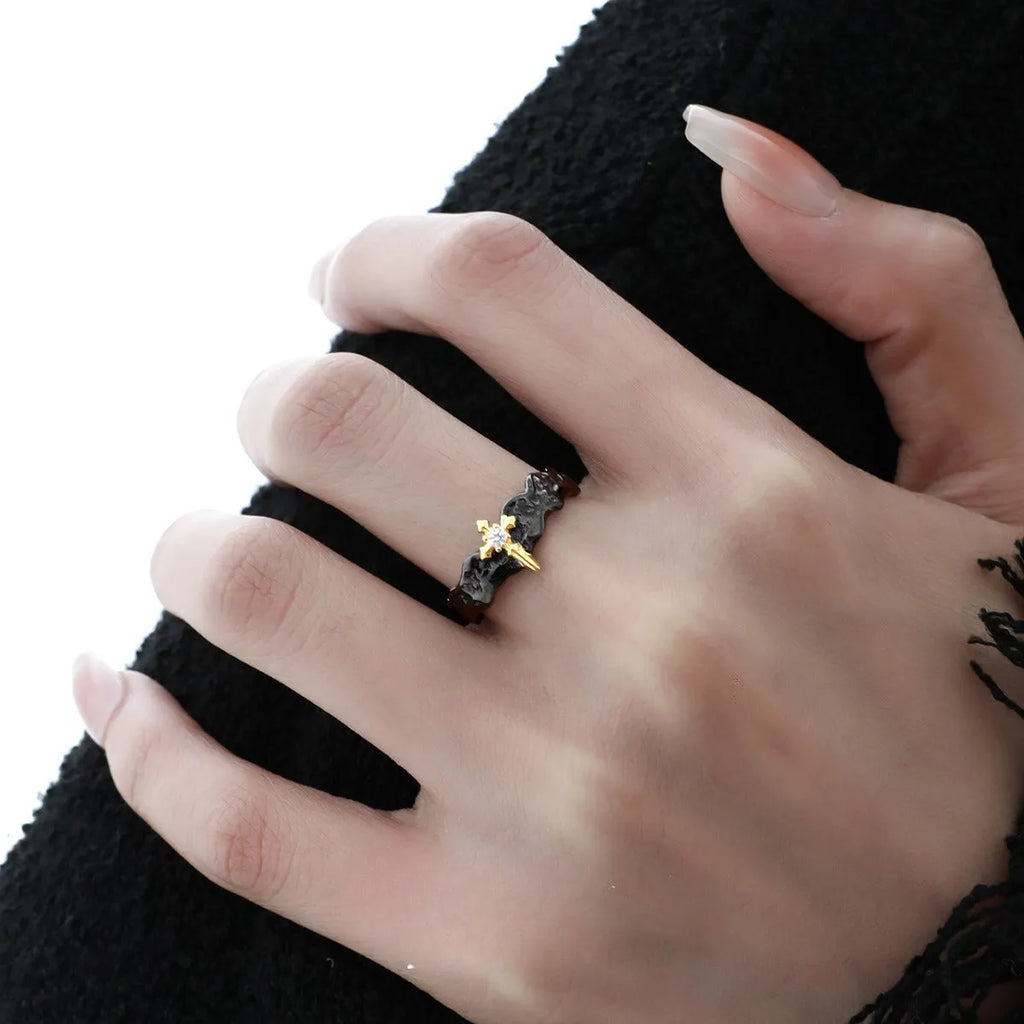 Princess Knight couple ring in silver with electroplated finish and adjustable opening