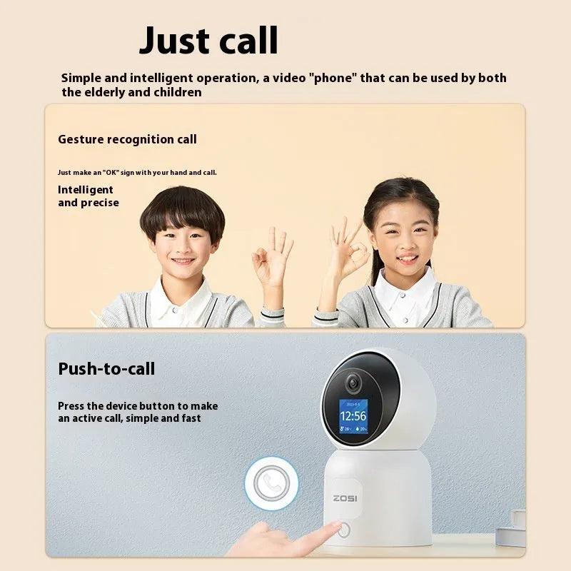 Zhou Shi wireless indoor security camera with screen and AI detection features