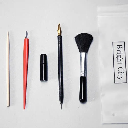 14.5 cm scratch painting tool set with healing pens, scrapers and photo frames for black and gold foil artworks